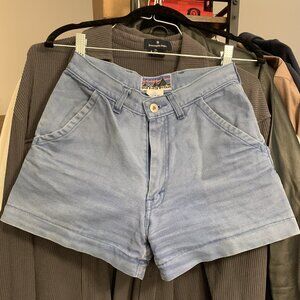 1970s Vintage Patagonia First Edition Chouinard Hiking Baby Blue Stand Up Shorts